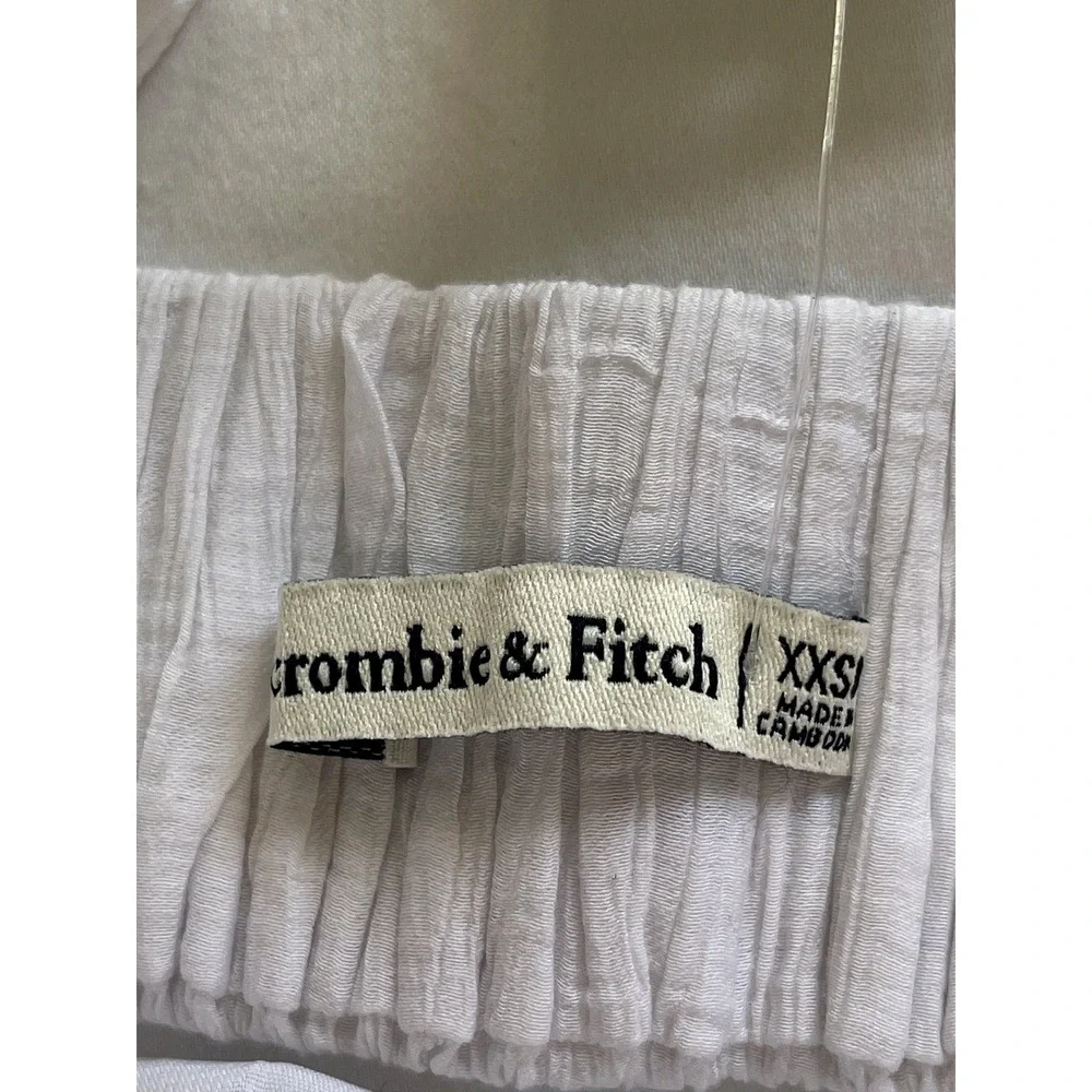 NWT Abercrombie & Fitch Crinkled Texture Babydoll Maxi Dress Size XXS White